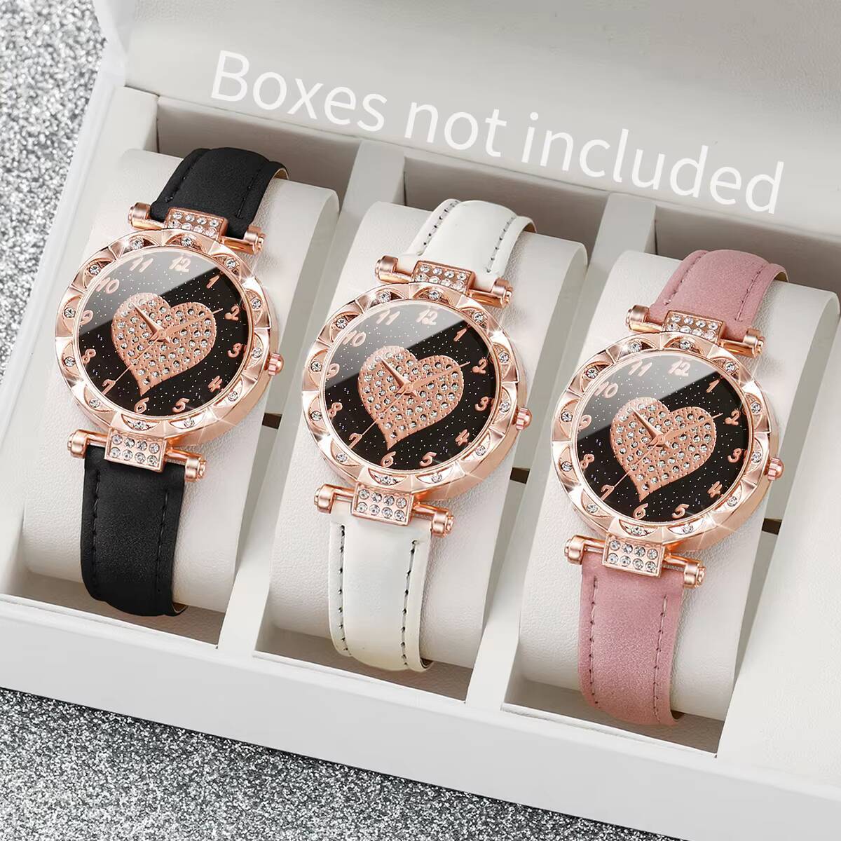 Open Heart Watch - Conjunto de 3 relojes para mujer,