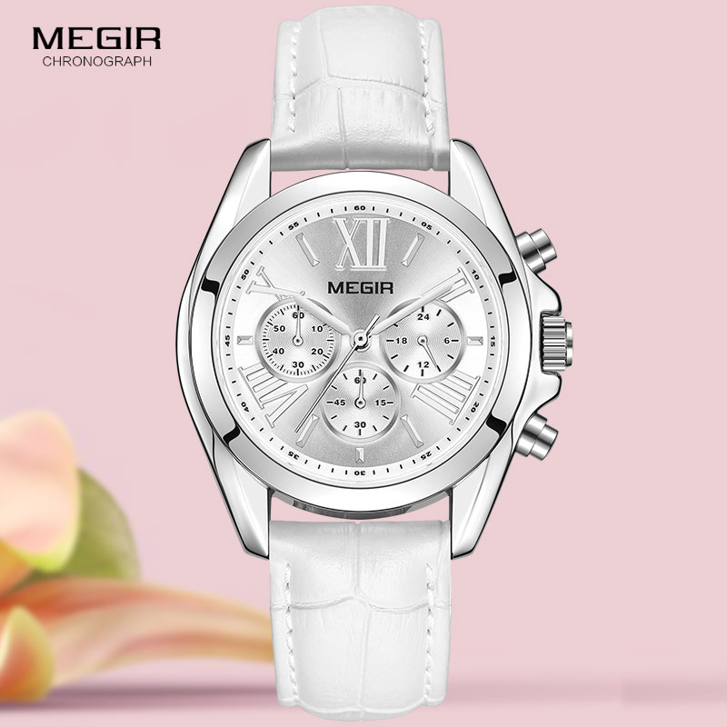 Luxury Watch White - MEGIR2019-Reloj de cuero de lujo para