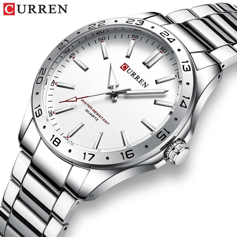 Luxury Watch White - Reloj de Pulsera CURREN 8452 Plateado