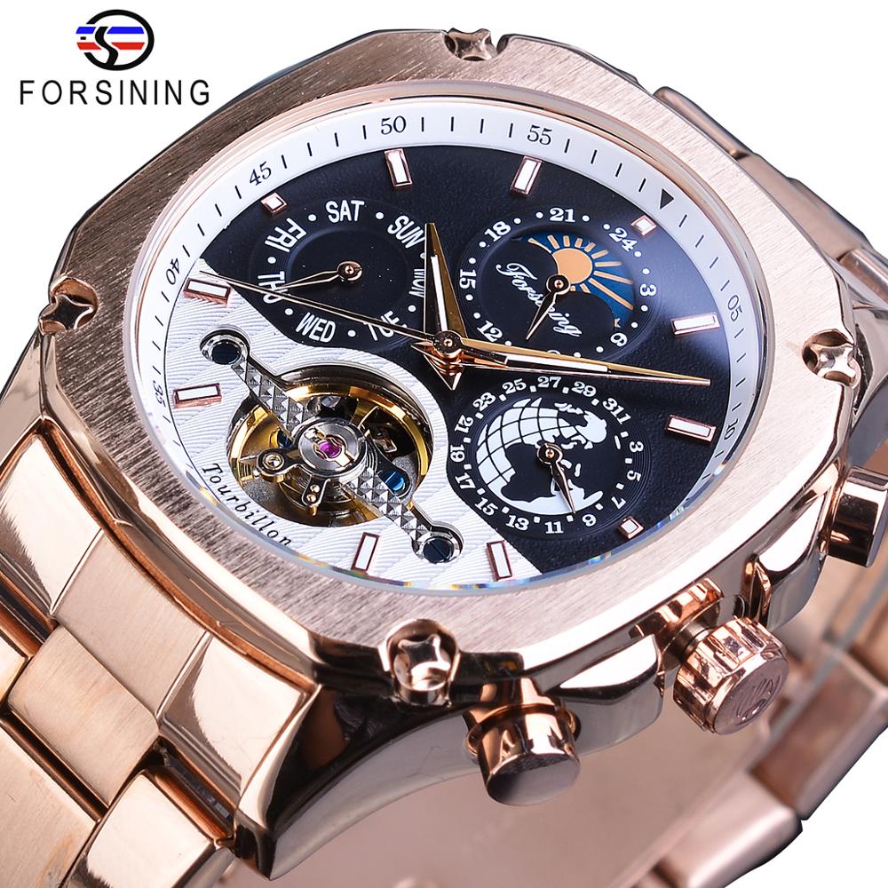 Moonphase Complication Watch - Forsining-relojes mecánicos automáticos para hombre, pulsera