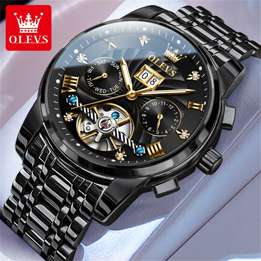 Open Heart Watch - OLEVS Relojes clásicos para hombre Tourbillon