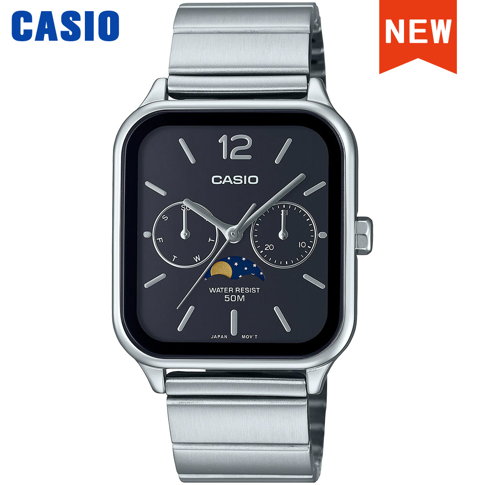 Moonphase Complication Watch - Reloj de Pulsera Casio para Hombre,
