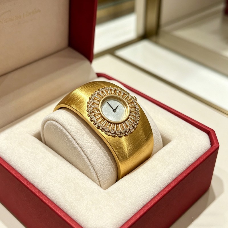 Luxury Watch Drawing - Reloj de Cuarzo con Circonitas Chapado