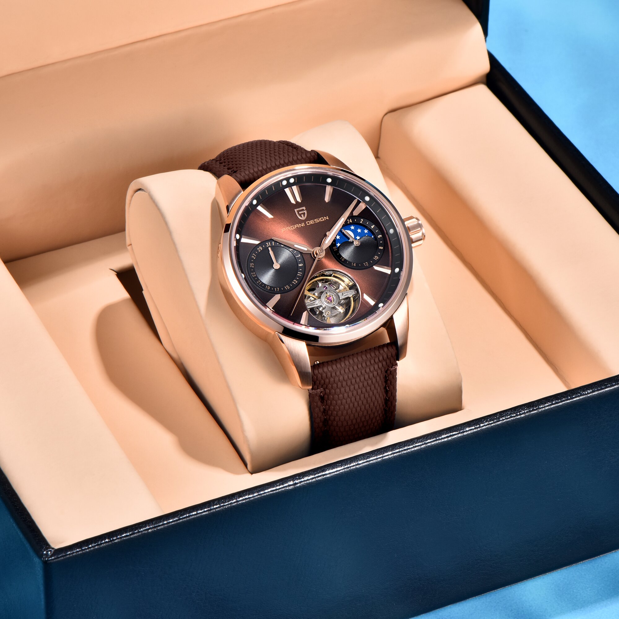 Reloj Mecánico para Hombre PAG - Moonphase Complication Watch reseña y precio