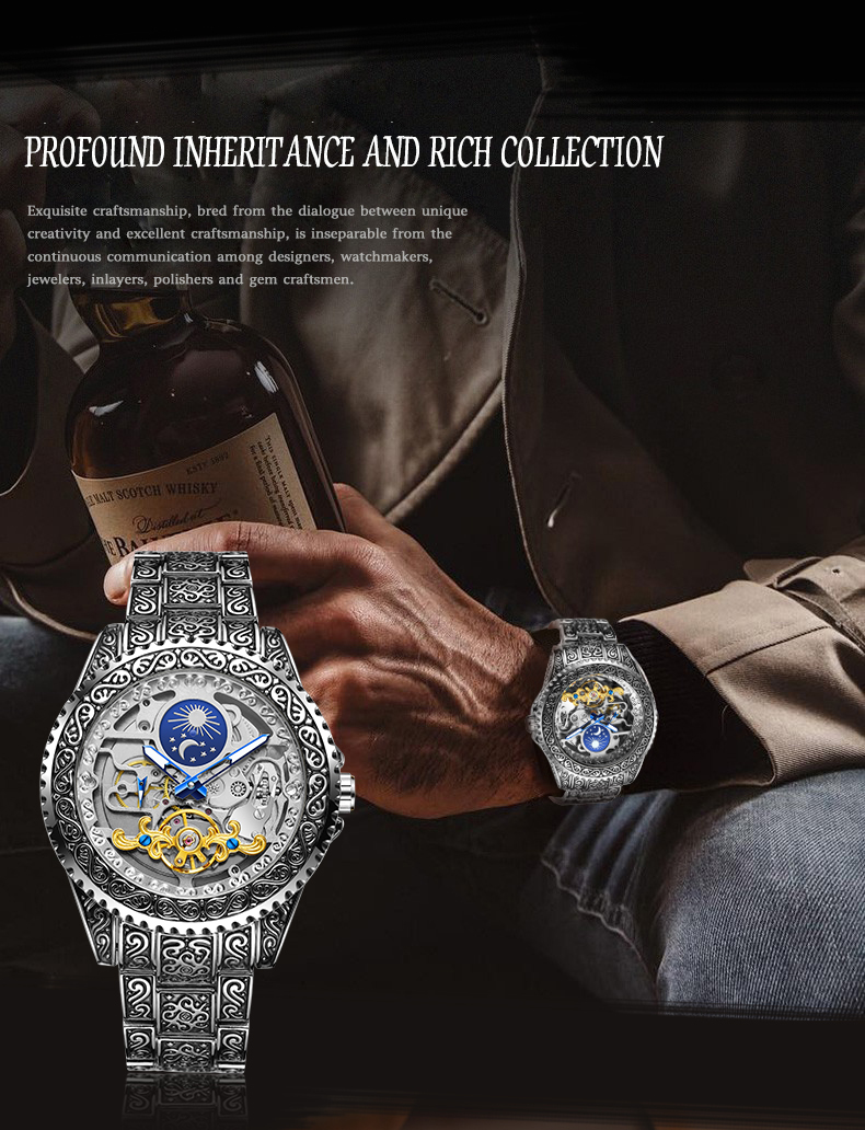 Forsining-reloj de pulsera mec - Moonphase Complication Watch reseña y precio