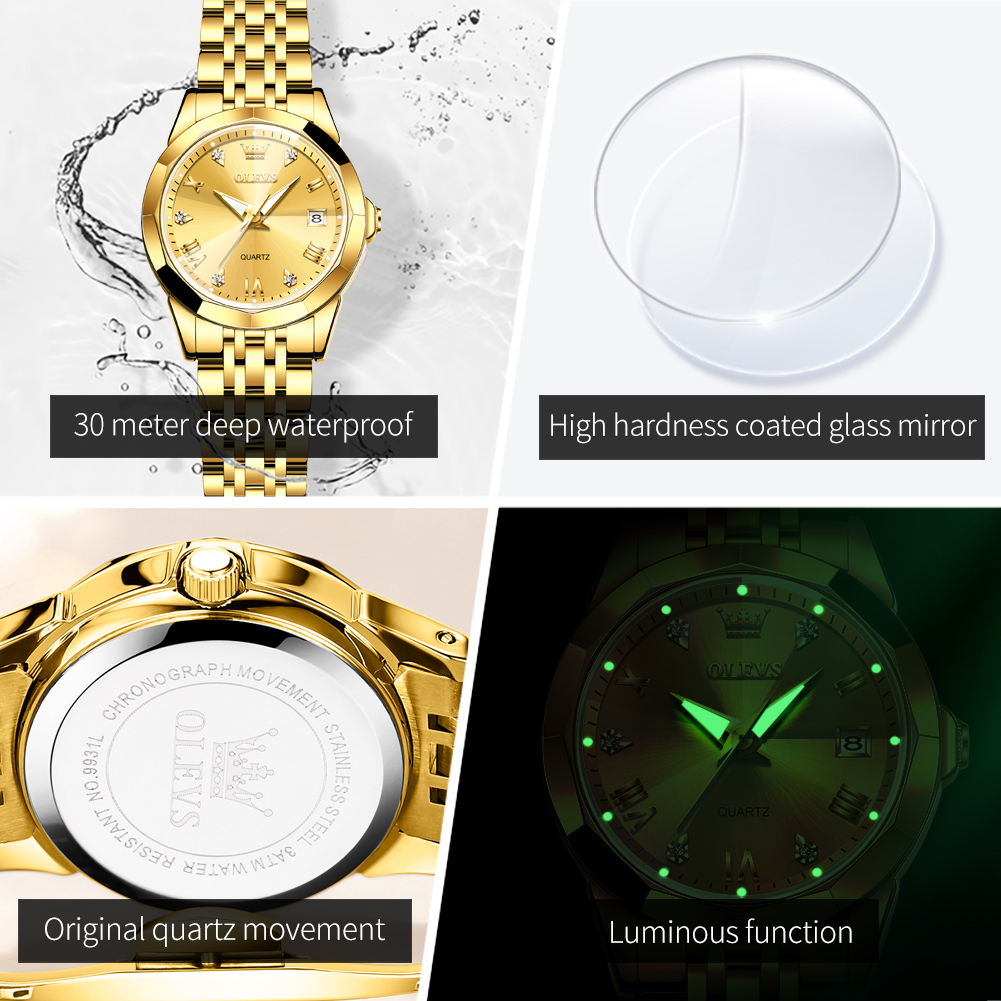 OLEVS, reloj dorado a la moda  - Lux Watch reseña y precio