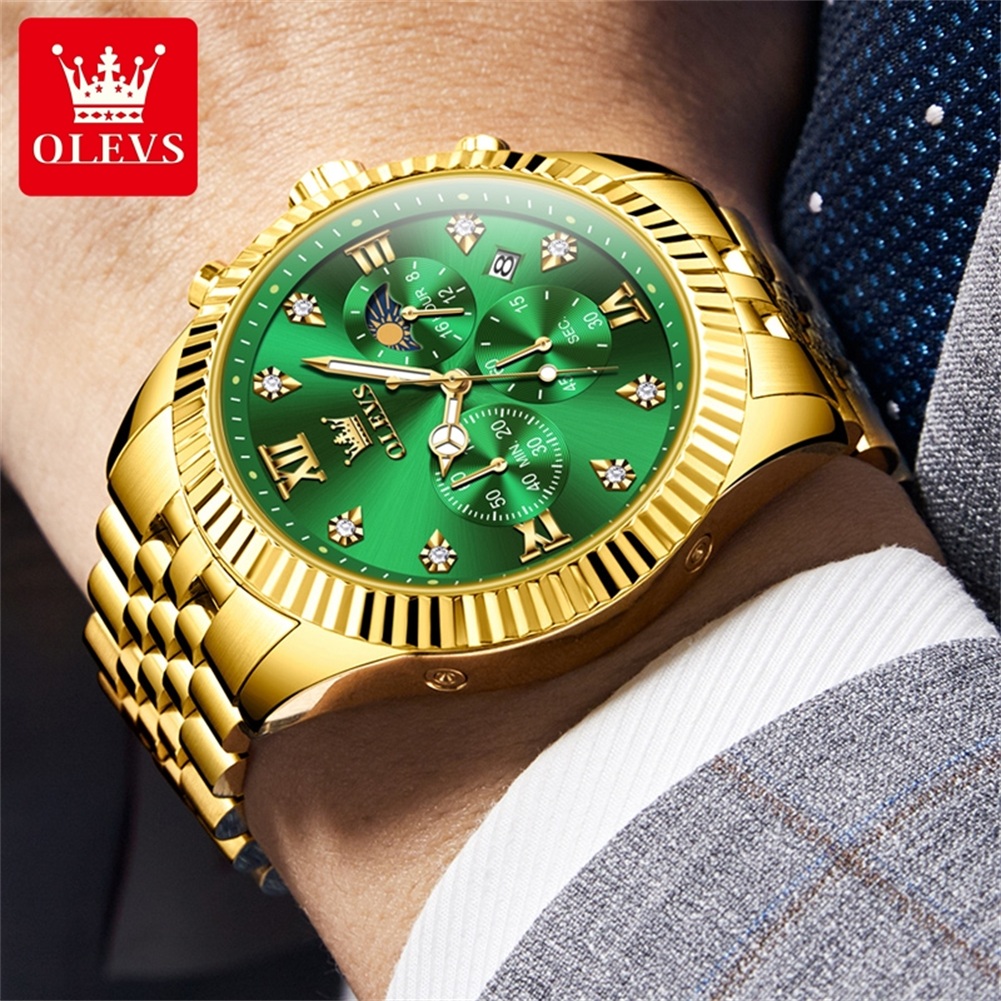 OLEVS 2932 reloj para hombre,  - Moonphase Complication Watch reseña y precio